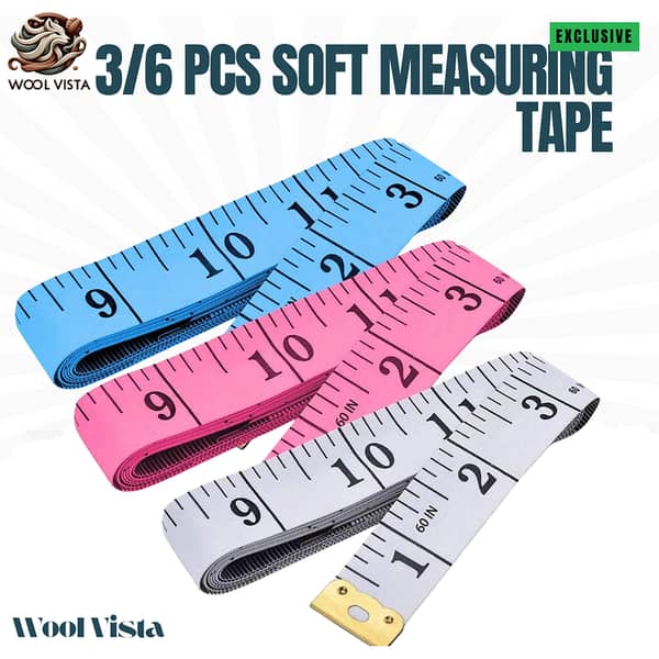 Pack of 3/6 Soft Measuring Tape for Tailoring & Sewing, 60 inch/150 cm, Dual-Scale Fabric Tape Measure, Multicolor | Wool Vista