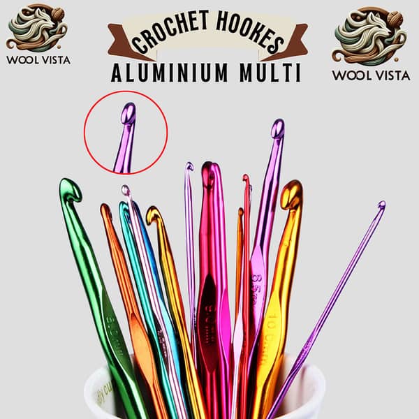 Luxbon Multicolor Aluminum Crochet Hook Set, 2–10mm (9 Sizes) for Knitting & Craft