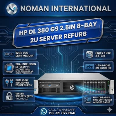 Hp Dl 380 G9 2.5in 8-bay 2U Server Refurb  Dual Intel Xeon E5-2650 V4
