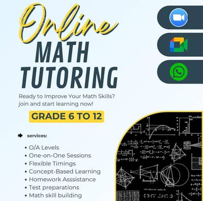Online Mathematics Tutor| O Levels| A Levels| Class 6 - 12| IGCSE