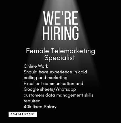 Female Cold Calling Marketing Specialist