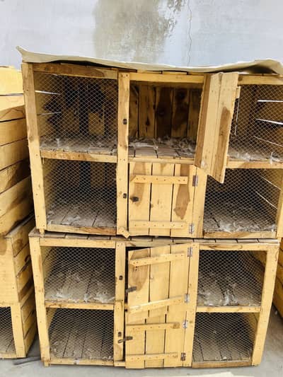 Wooden cages for hens