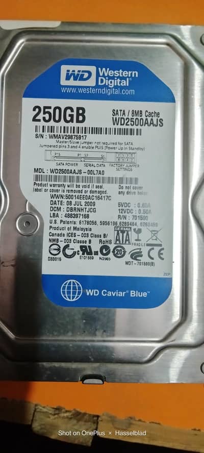 (WD) 250 gb sata internal hard drive 100%heallth