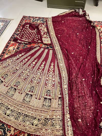 Heavy Embroidered | Maroon Lehnga Choli with Dupatta | Like New