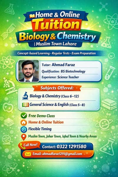 Score A+ in Science! Biology & Chemistry Tuition in Muslim Town