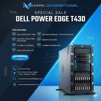 DELL POWER EDGE T430 | Server | MEMORY 64 GB DDR4 | DUAL POWER SUPPLY