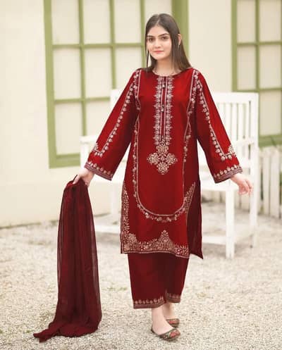 Shamoz Silk 3 piece suit for woman woman unstitched