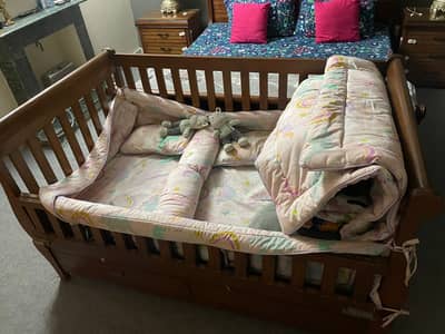 Solid wooden cot for twin kids bed