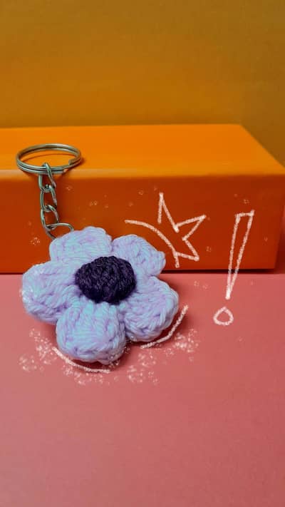 Cute Flower Crochet Keychain