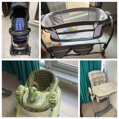 Baby cot |Baby Pram | Kids strollers |Pushing walker | Baby High Chair