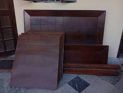 Dark brown Wooden double bed set