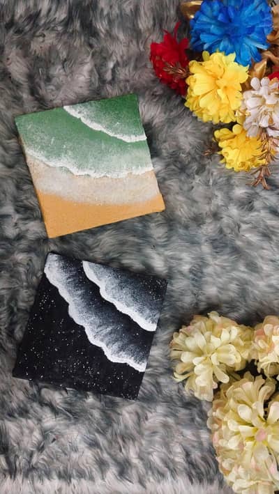 set of canvas painting featuring the ocean 