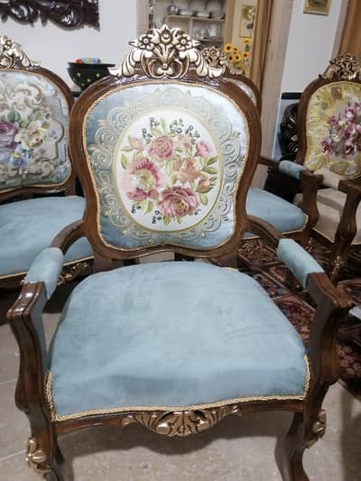 2 chinyoti chairs set  Embroidery motive Furniture polish