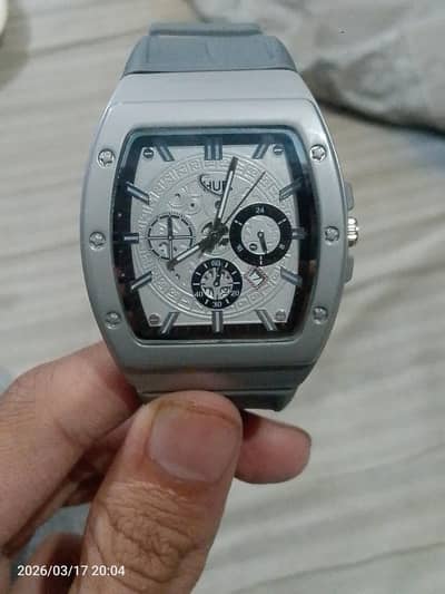 classic old money watch silicone strips with silver and white theem