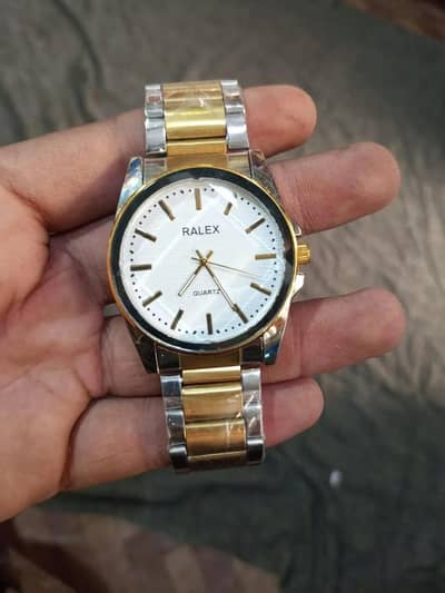 Men's RELEX Two_Tones Quartz Watch Silver Gold Strap.