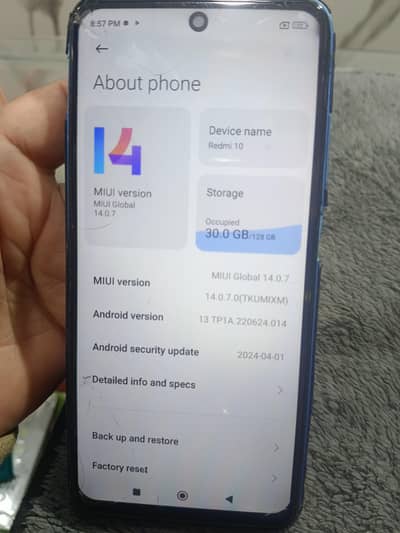 redmi 10 4 128 front camera kharb hai or all ok phone hai