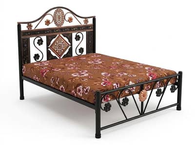 Premium Wrought Iron Single Bed - Elegant Floral Design