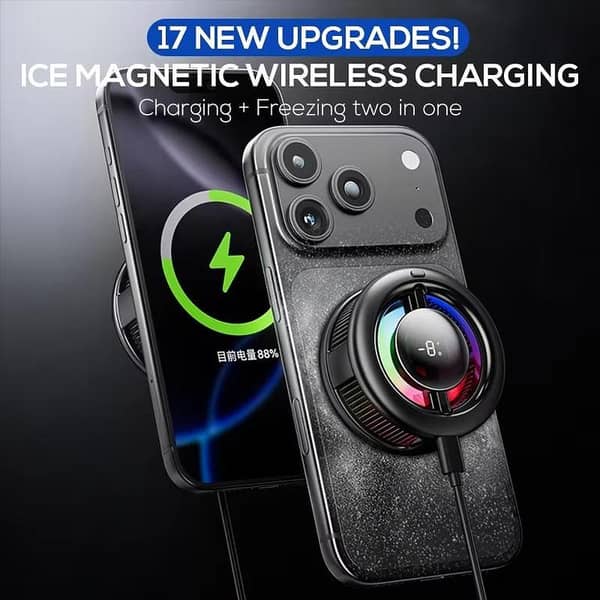 MEMO CX19 Magnetic Wireless Charger Semiconductor Phone Cooler with Large Digital Display 15W High Power Fast Cooling