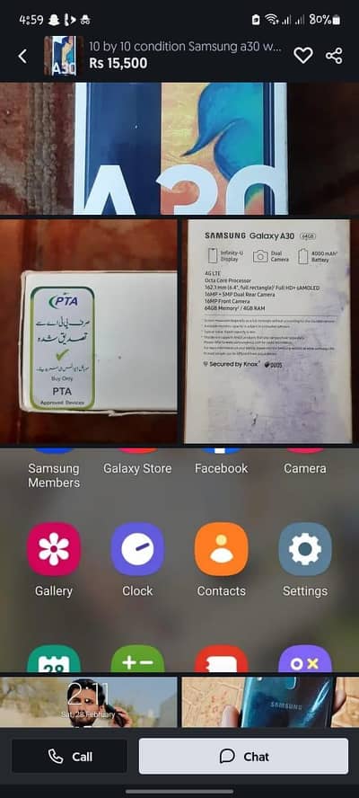 10 by 10 Condition Samsung a30  in scratchless condition