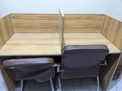 cubicle table and computer chairs