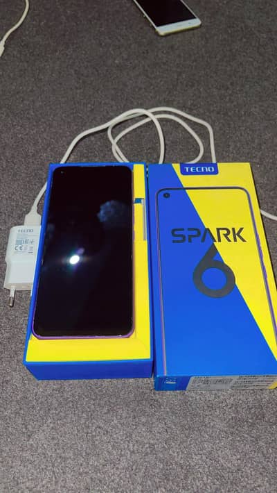 Tecno spark 6 with box Charger
