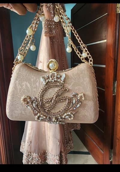 ​"Elegant Peach Walima Maxi - Heavy Work - with Pouch & Dupatta"