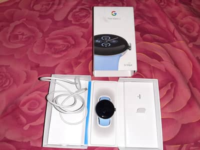Google Pixel Watch 2 41 mm Silver Case with Blue Silicone Band