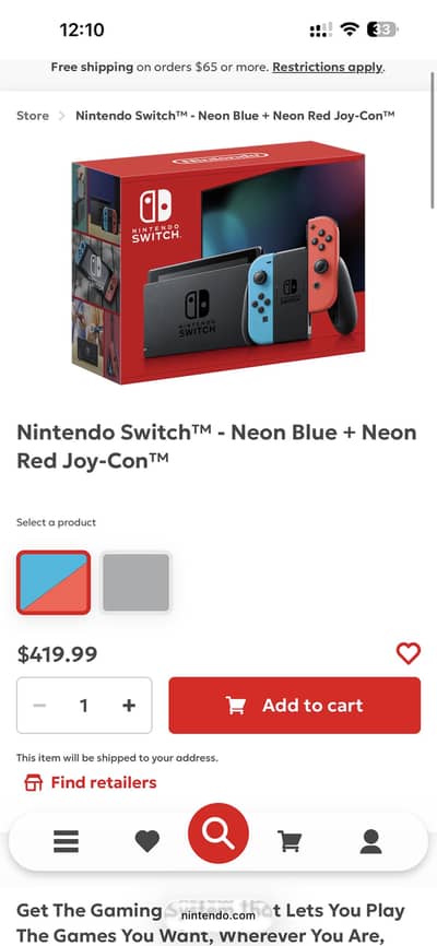 Nintendo Switch Neon Blue + Neon Red Joy-Con™