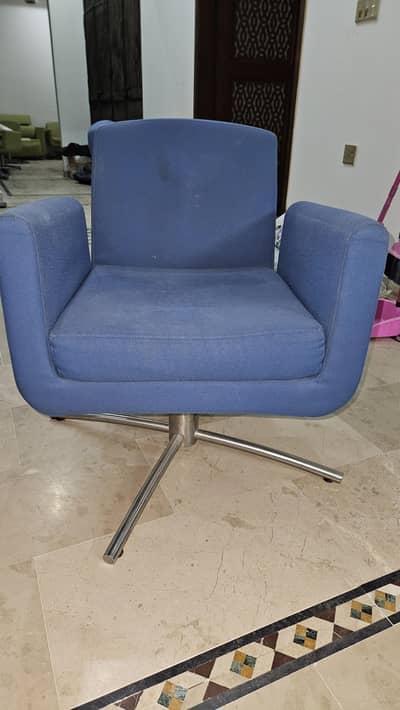 Blue Sofa Chair, metal base and legs