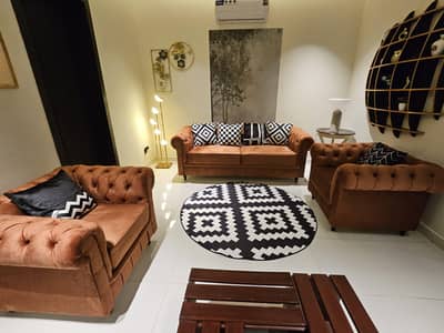 Wood Action Sofa Rust Colour Best condition and 0 Damage you will love