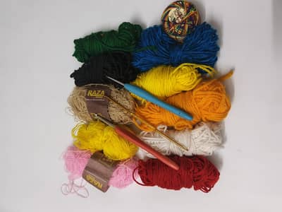 Crochet yarns and hooks