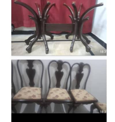 6dining chairs with base. sheese broken.