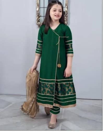 Green Embroidered Girls Kurta Shalwar suit 3pcs