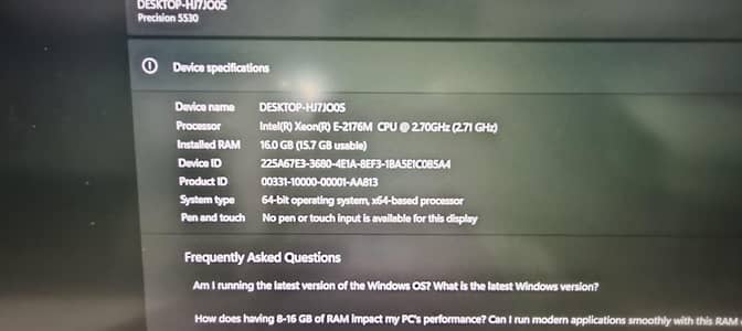 Dell precision 5530 16/512 4GB Graphic Card