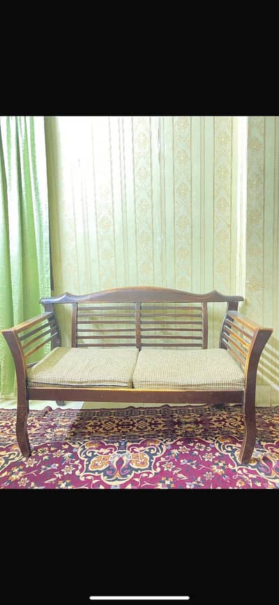 Elegant Wooden 4-Seater Sofa Set