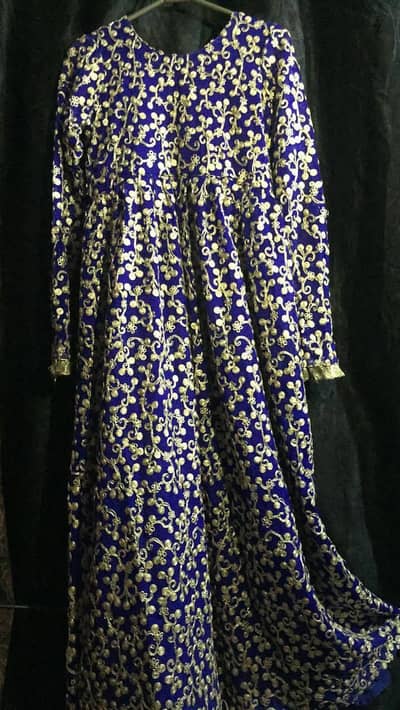 Royal Blue Embroidered Maxi Dress – Formal/ Wedding Wear/ Eid Wear