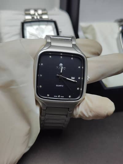 Premium Rado True Square Style Watch – Black Dial & Silver