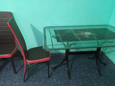 Stylish Glass Top Dining Table with 6 Chairs – Almost New