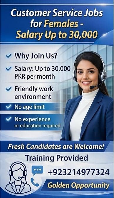 Female Call Center Job – Salary 30,000 – Urdu Calling
