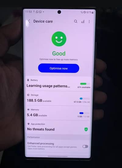 Note 20 ultra 12/256 no dot no shed no line clear display red ad