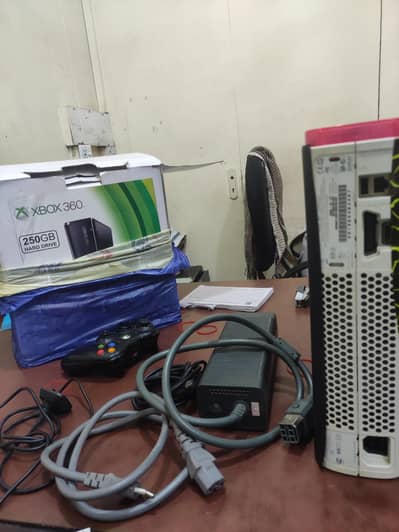 xbox 360 with orignal supply , controller , cables