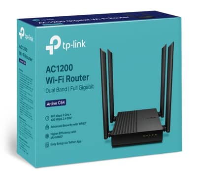 4 antina New box pack TP-Link Archer C64 AC1200 Dual Band WiFi Router