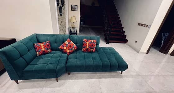 Royal green lounge sofa 7 seater