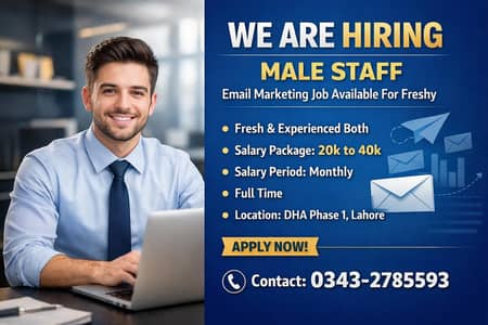 WE ARE HIRING – MALE STAFF REQUIRED FOR EMAIL MARKETING
