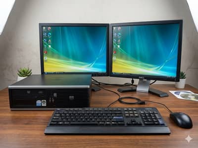 Full Computer System for Sale - 2 Monitors, PC, Keyboard, Mouse.