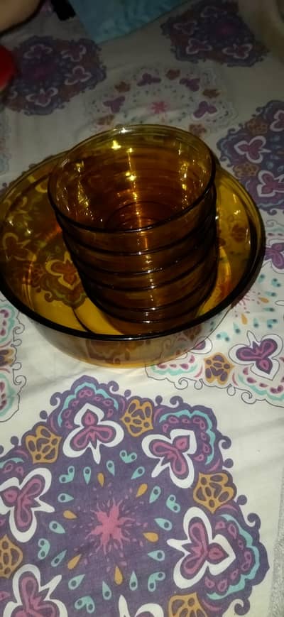 Imported kheer bowl set &  5PCs glass bowls with lid