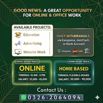 Online job/ part time/ home job /Assignments/Typing/Data entry/Ads