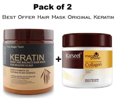 Keratin & Collagen Hair mask 500 ml ×2 Pack