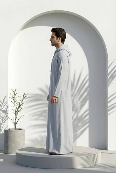 Premium Sky Blue Hoodie Jubbah | Modern Design | Modern Fit