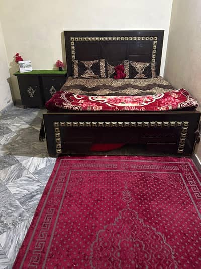bed & mattress with side tables good condition